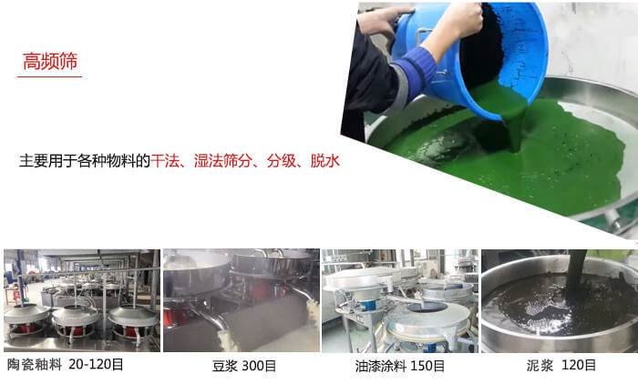 用于各種物料的干法，濕法，分級，脫水等功能
